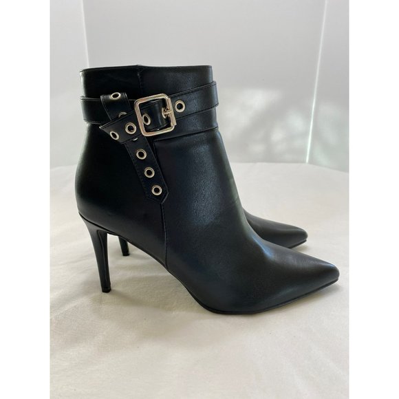 New Lulus Senne Black Pointed Toe High Heel Ankle Booties Size 9 - Picture 3 of 12
